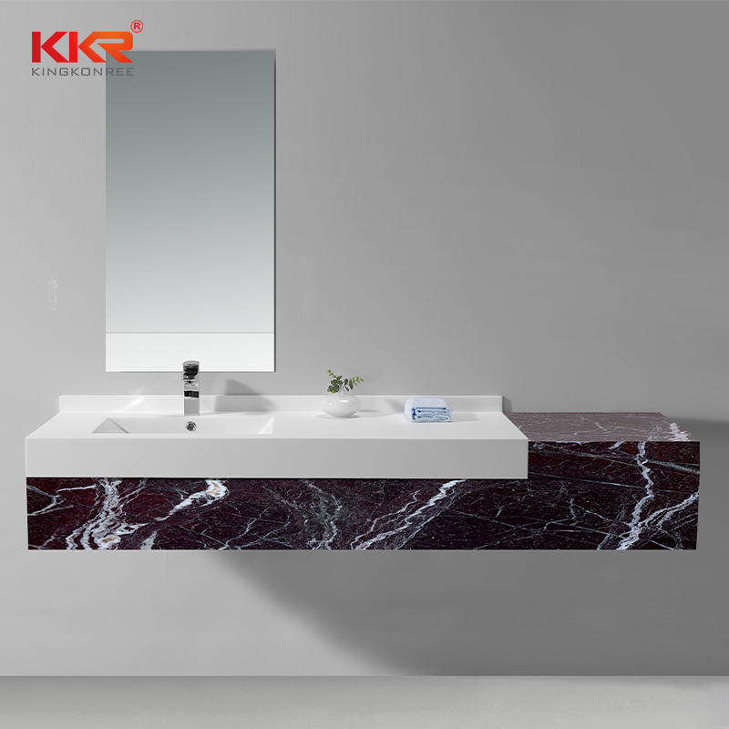 White Acrylic Stone Solid Surface Cabinet Wash Basin With Matt Or Glossy Finish KKR-1342