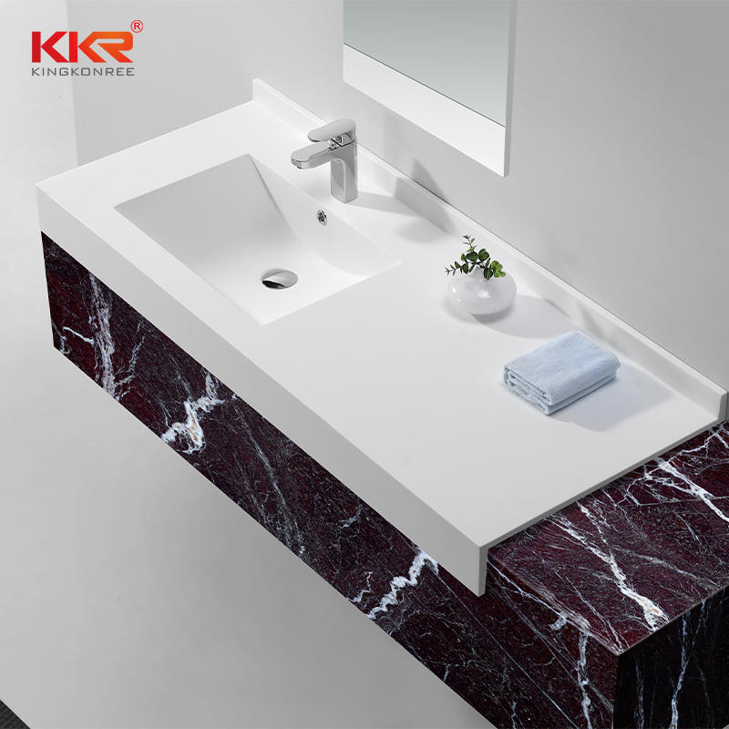 White Acrylic Stone Solid Surface Cabinet Wash Basin With Matt Or Glossy Finish KKR-1342