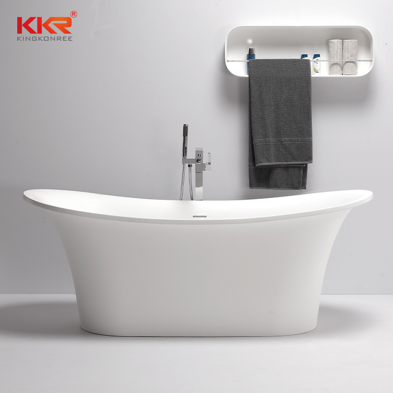 Elegant White Acrylic Solid Surface Freestanding Soaking Bathtub KKR-B082