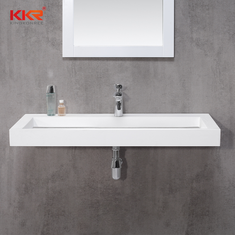 Luxury Design High-end White Acrylic Stone Solid Surface Wall Hung Basin KKR-1263-1