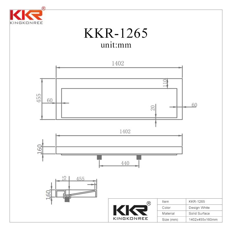1400MM Length Hot Sales European Design Wall Hang Basin KKR-1265