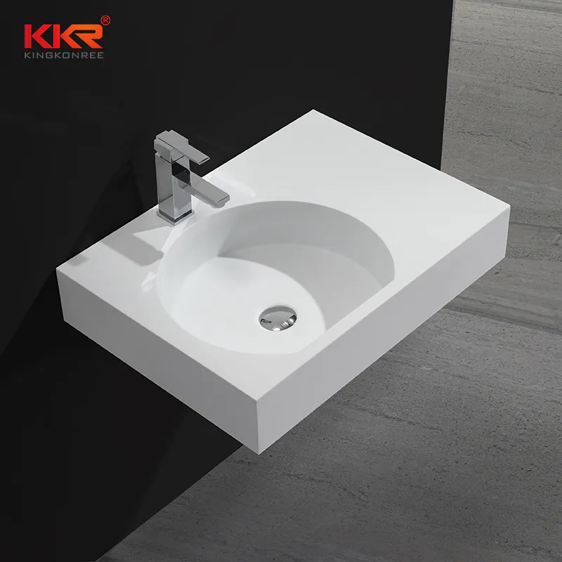 660x480mm Acrylic Resin Stone Solid Surface Wall Mounted Wash Basin KKR-1343