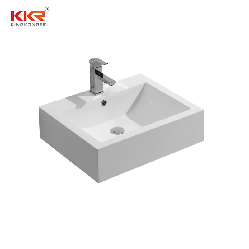 Thin Solid Surface Modern Stone Washbasin For Bathroom Cabinet / Wall Hung KKR-0612B