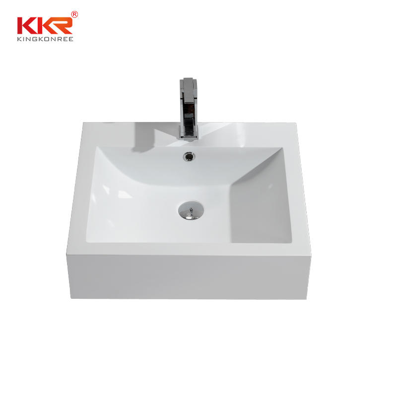 Thin Solid Surface Modern Stone Washbasin For Bathroom Cabinet / Wall Hung KKR-0612B