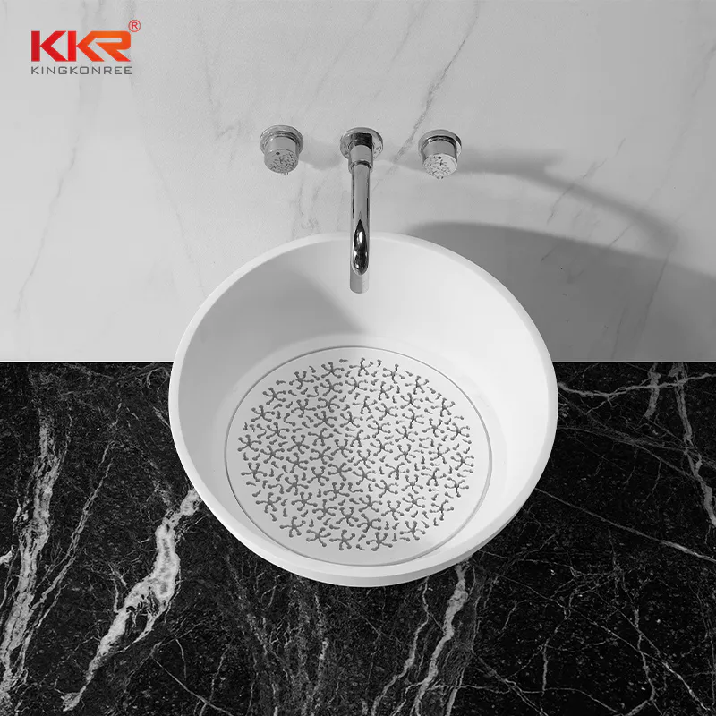 Custom Modern White Artificial Marble Bathroom Sink Wash Basin KKR-1514
