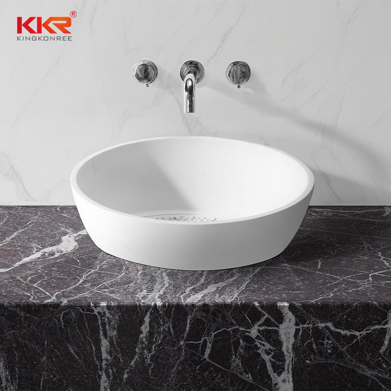 Custom Modern White Artificial Marble Bathroom Sink Wash Basin KKR-1514