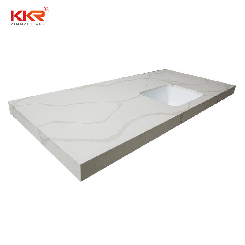 Luxury Design Calacatta White Quartz Slab Kitchen Countertop