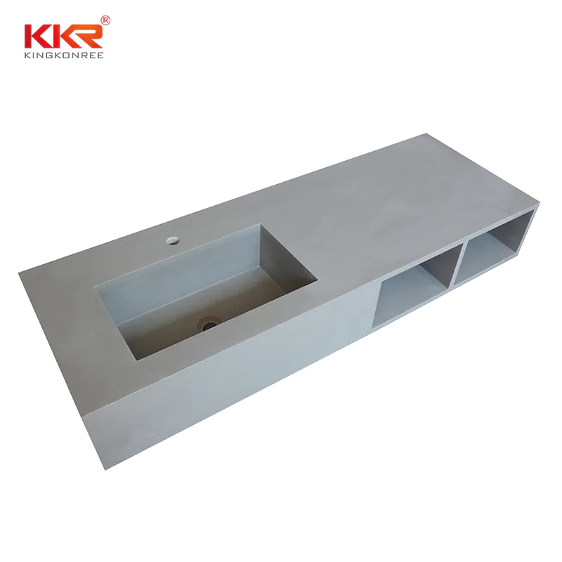 Good sale artificial stone solid surface vanity basin with storage box for bathroom