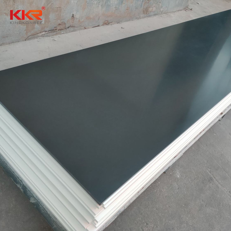 96 Inch Length Black Artificial Marble 100% Pure Acrylic Solid Surface Sheet Slabs KKR-M2707