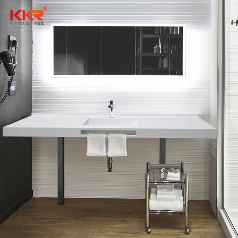 French Style Bathroom Banity Sets Solid Surface Bath Room Banity Set with Lighted Mirror