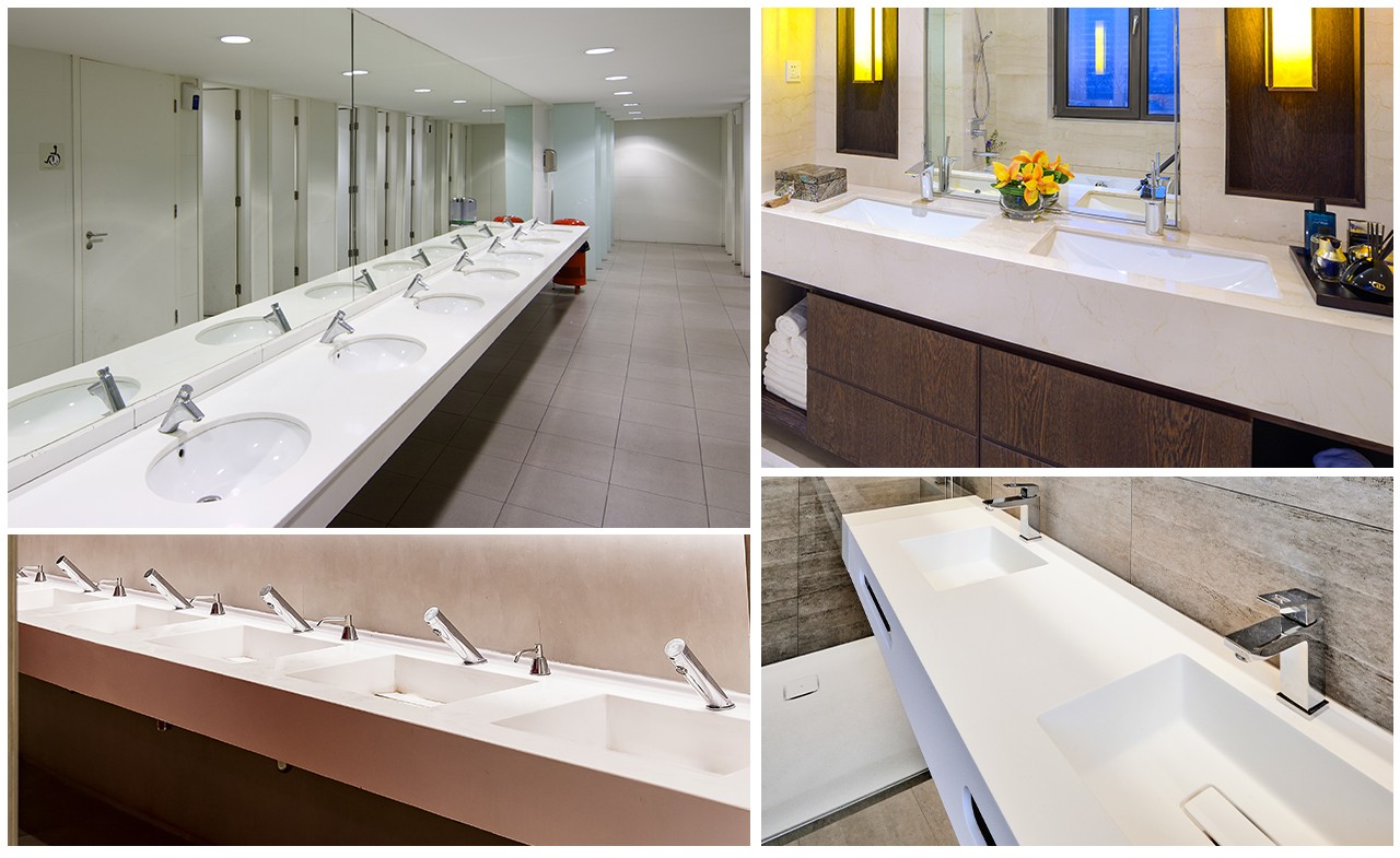 KingKonree integrated solid surface bathroom countertops latest design for motel-1