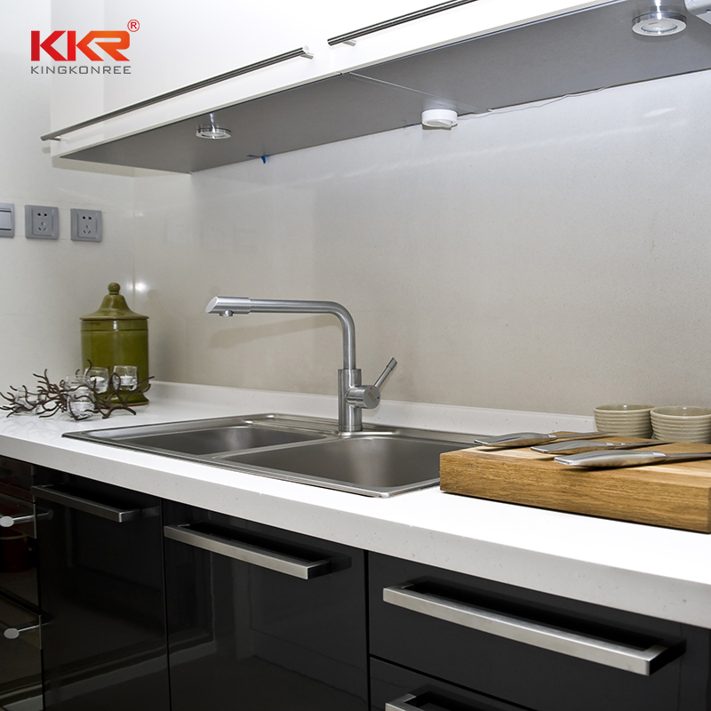 KKR Customized Artificial Stone White Marble Design Artificial Stone Kitchen Countertop