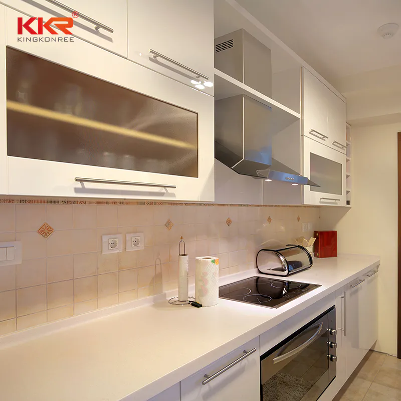 KKR Customized Artificial Stone White Marble Design Artificial Stone Kitchen Countertop
