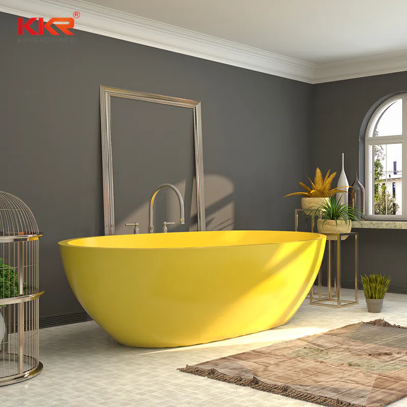 Lemon Yellow Customize Solid Surface modern colored bathtubs KKR-B003