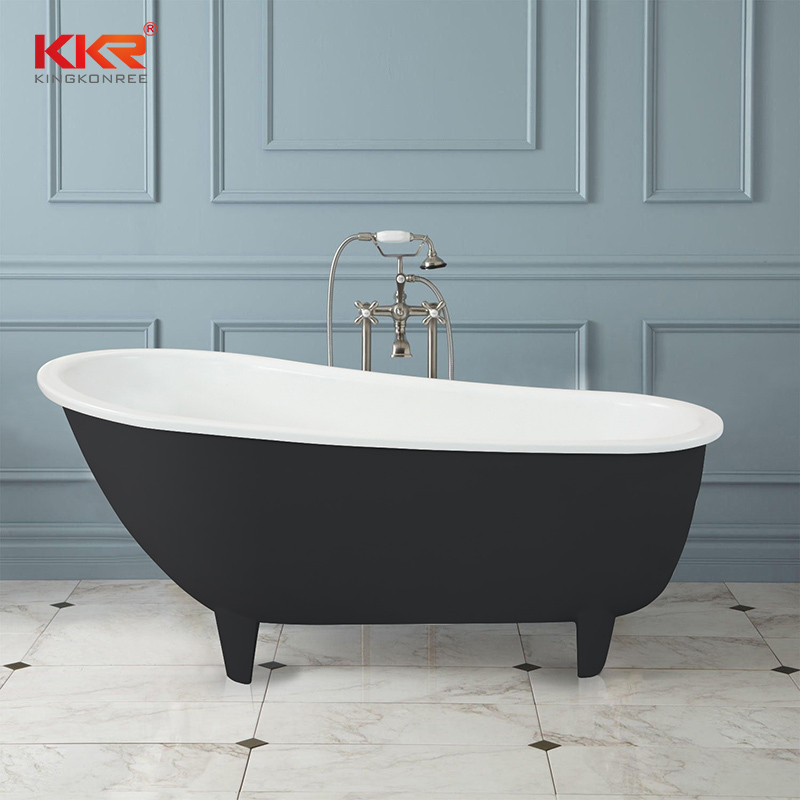 Hot selling white & Black solid surface retro bathtub with clawfoot KKR-B095