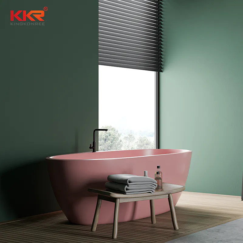Color custmized modern design colored solid surface bathtub