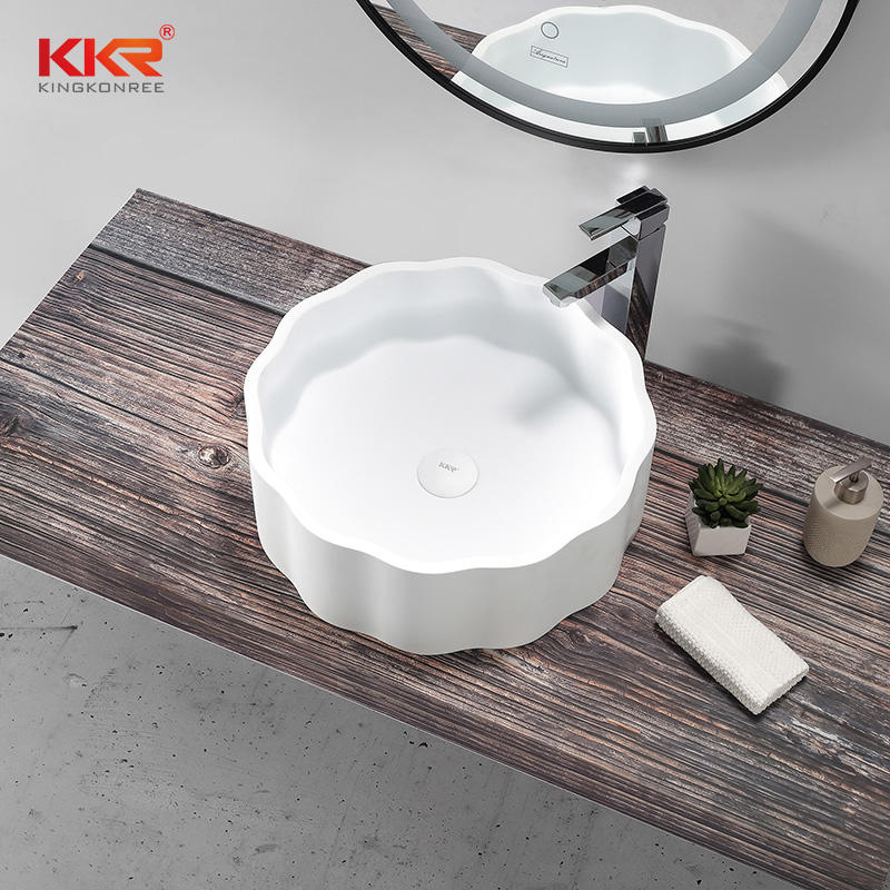 Custom White Artificial Marble Bathroom Sink Wash Basin KKR-1163
