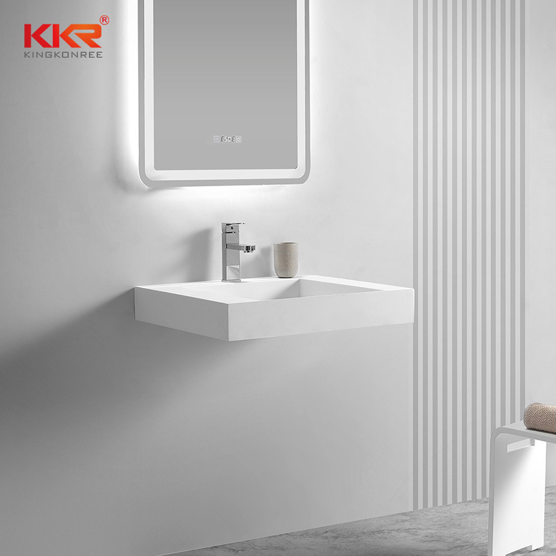 Fashion Design Small Slope White Solid Surface Wall Hung Basin