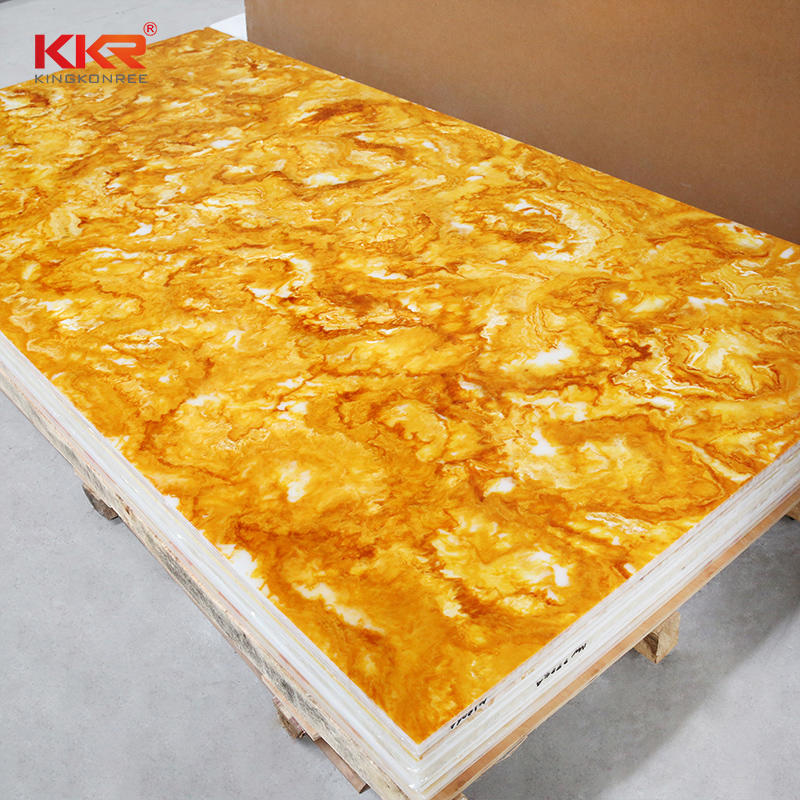 Hot Selling New Design Color Acrylic Stone Yellow Translucent Solid Surface Sheet KKR-A108