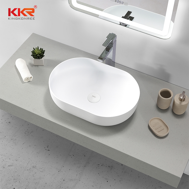 Thin Edge Artificial Marble Acrylic Solid Surface Countertop Wash Basin KKR-1151