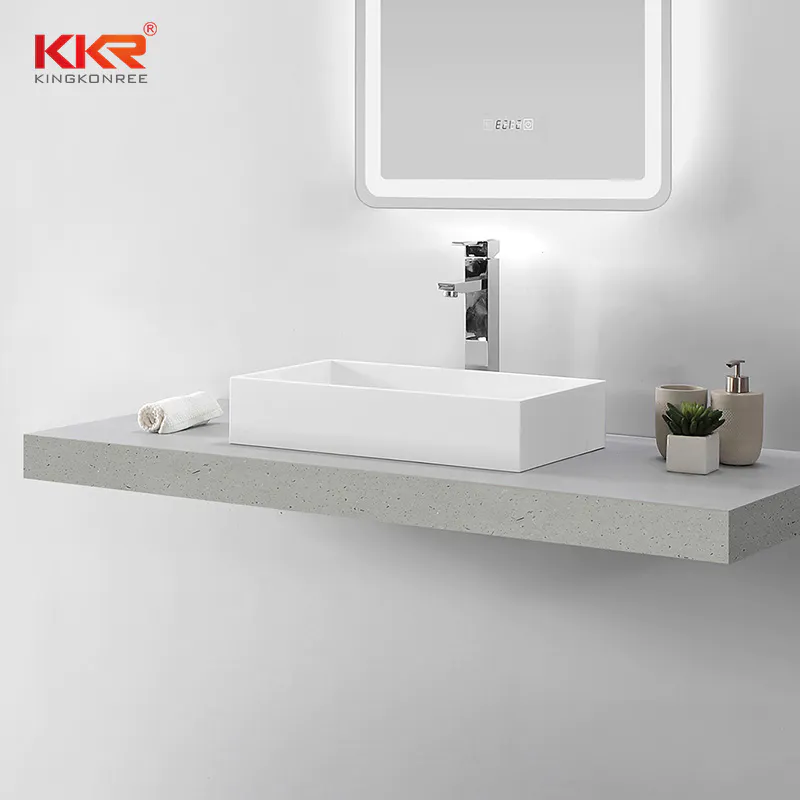 High Quality White Rectangle Acrylic Solid Surface Above Counter Basin