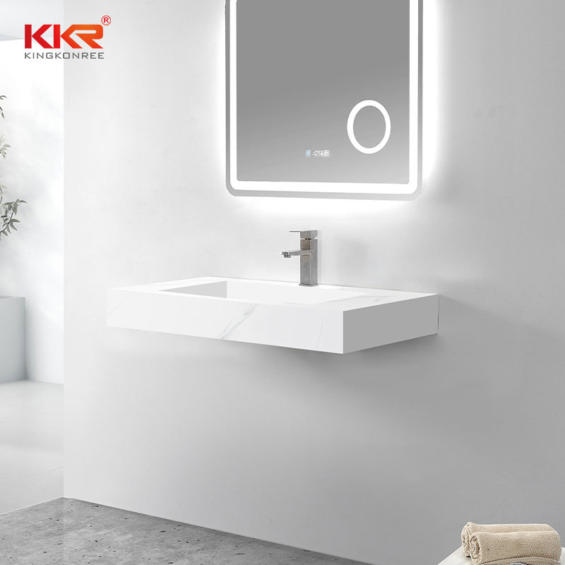 Marble Color Artificial Stone Solid Surface Wall Hung Wash Basin Vessel Sink KKR-M8858