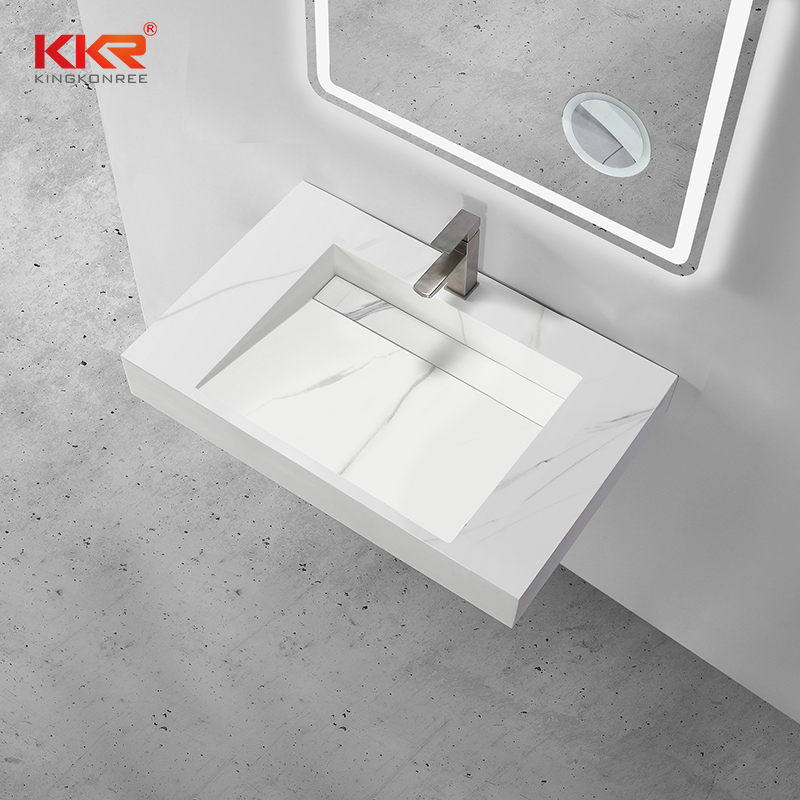 Marble Color Artificial Stone Solid Surface Wall Hung Wash Basin Vessel Sink KKR-M8858