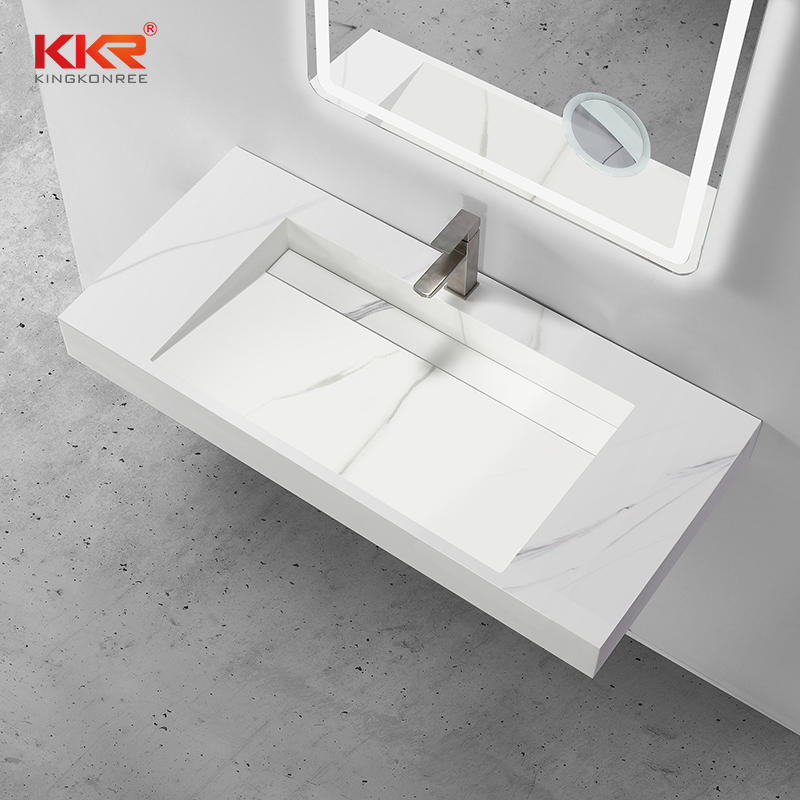 New Arrival Luxury Marble Pattern Solid Surface Wall Hung Basin