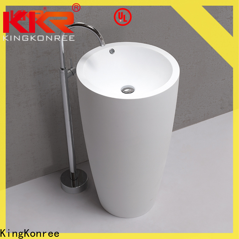 KingKonree acrylic freestanding pedestal sink design for motel