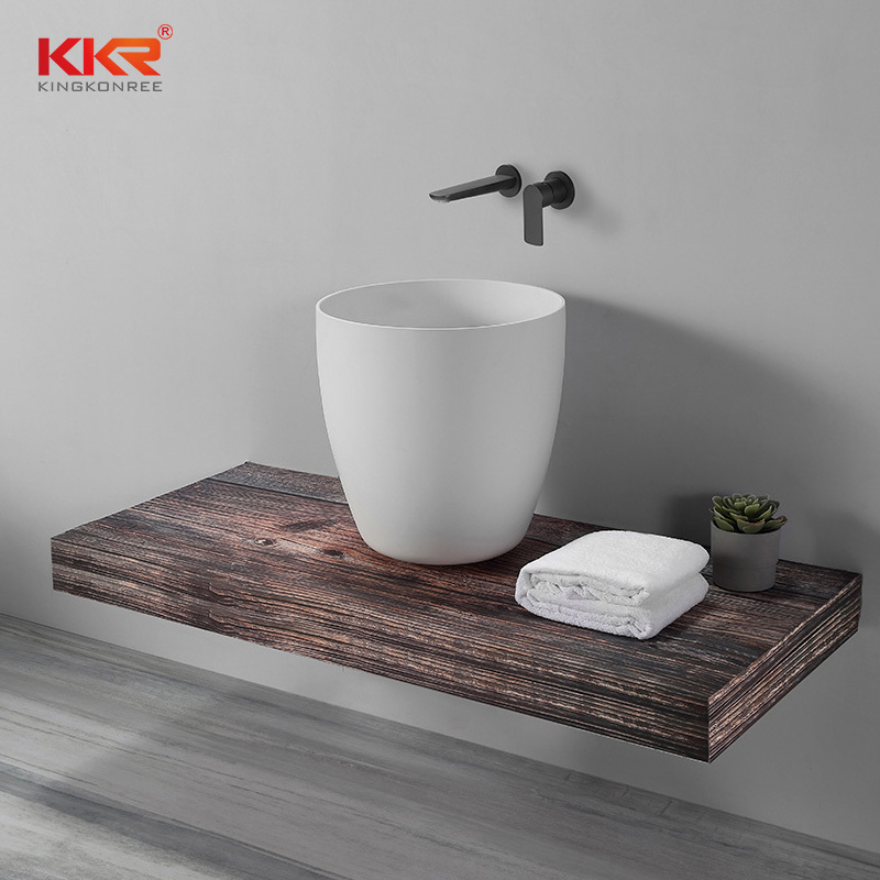 Above Counter Thin Edge Round Basin Solid Surface Bathroom Sink