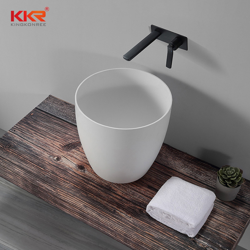 Above Counter Thin Edge Round Basin Solid Surface Bathroom Sink
