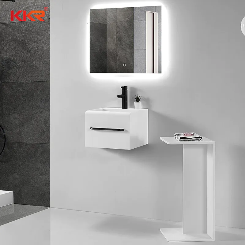 Square Customized Design Small Solid Surface Acrylic Stone Wall Hang Bathroom Basin KKR-1600
