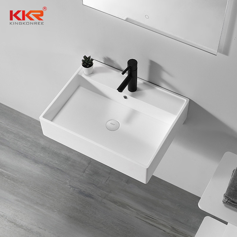 Unique Bathroom Sinks Wall Mounted Wash Basin Solid Surface Wall Hung Hand Wash Basin