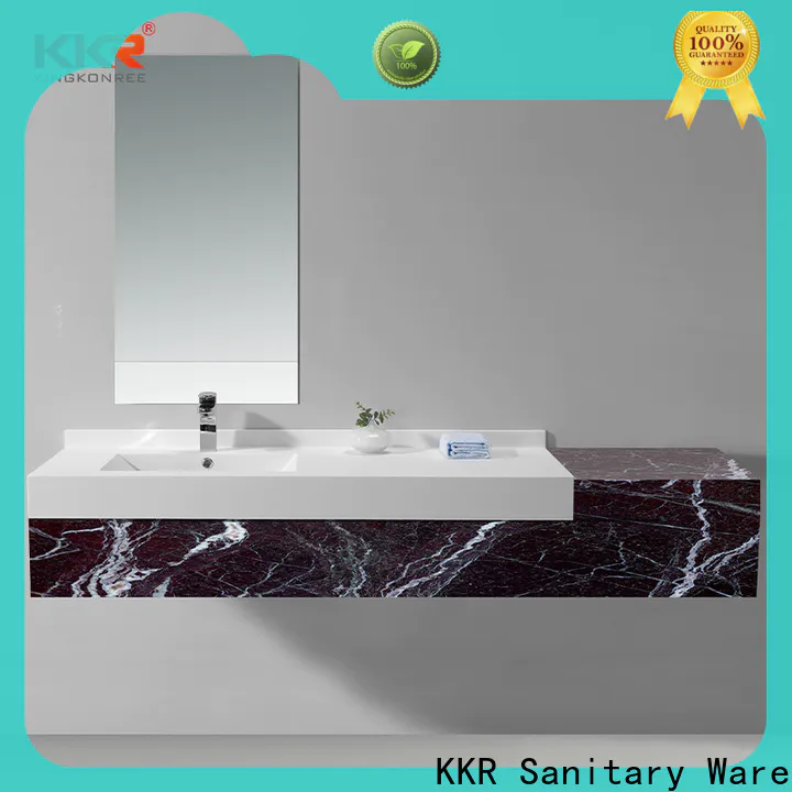 KingKonree solid surface wash basin with cabinet online customized for motel