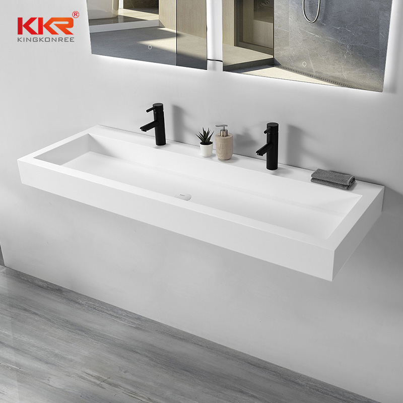 Artificial Stone Wall Vanity Basin White Bathroom Sink Hand Washbasin KKR-1269