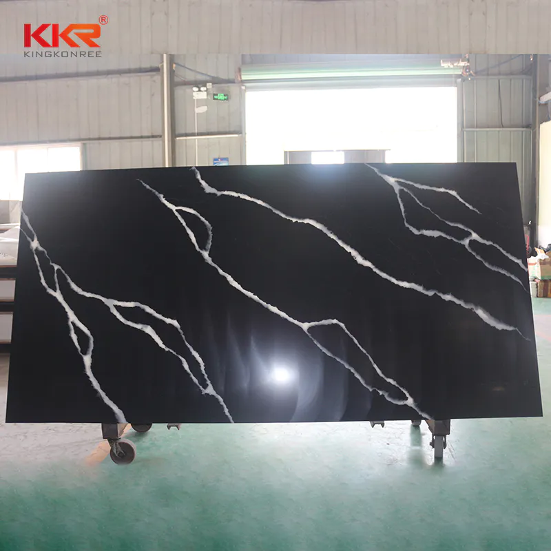 Black Marble White Texture Artificial Marble Solid Surface Sheets KKR-M071