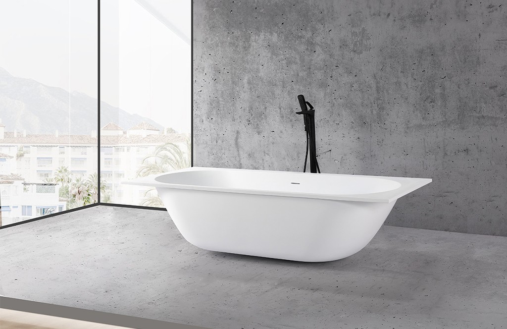 KingKonree black small freestanding soaking tub free design for shower room-1