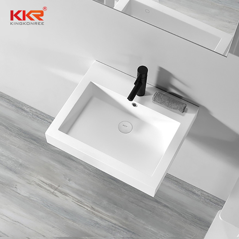 Custom Made Bathroom Wall Hung Small Acrylic Solid Surface Hand Wash Basin for Project KKR-1604