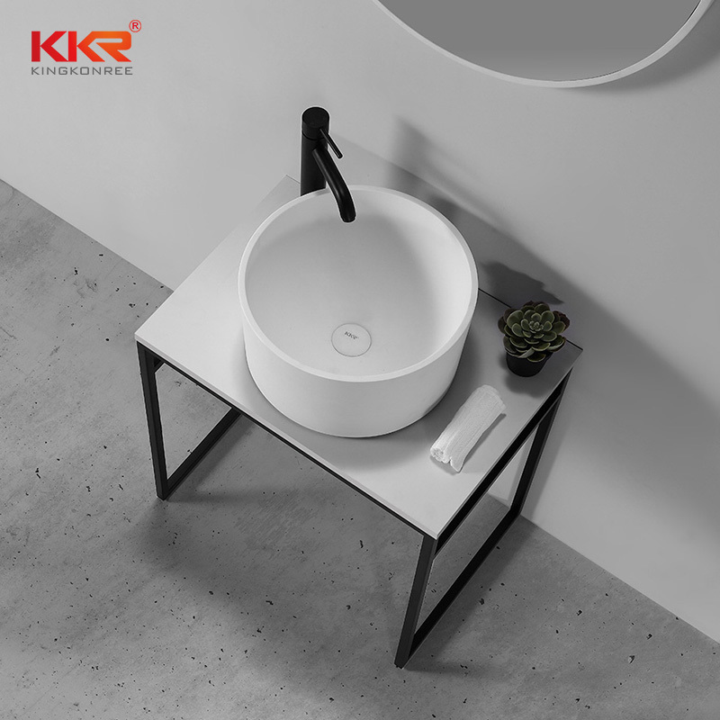 Artificial Marble White Acrylic Solid Surface Stone Above Counter Bathroom Wash Basin KKR-1156