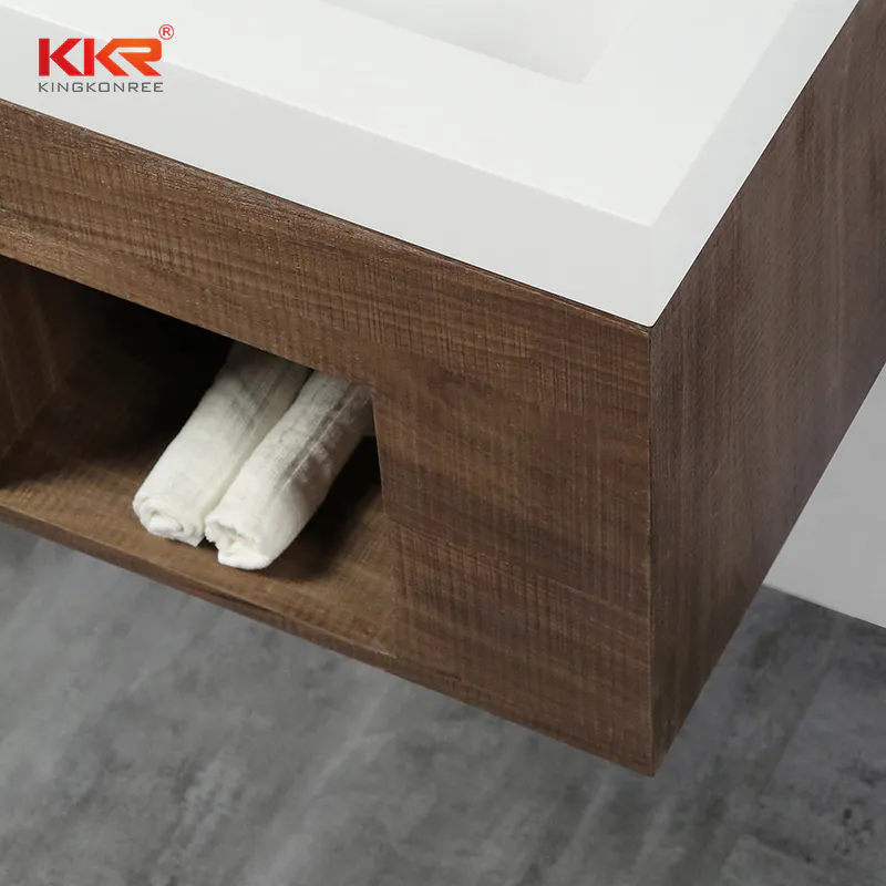 High-end Solid Surface Vanity Wash Basin With Customized Cabinet Set - Cabinet Basin KKR-1804