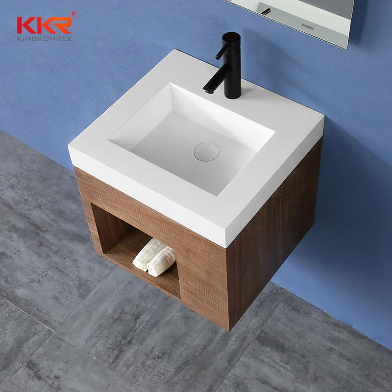High-end Solid Surface Vanity Wash Basin With Customized Cabinet Set - Cabinet Basin KKR-1804