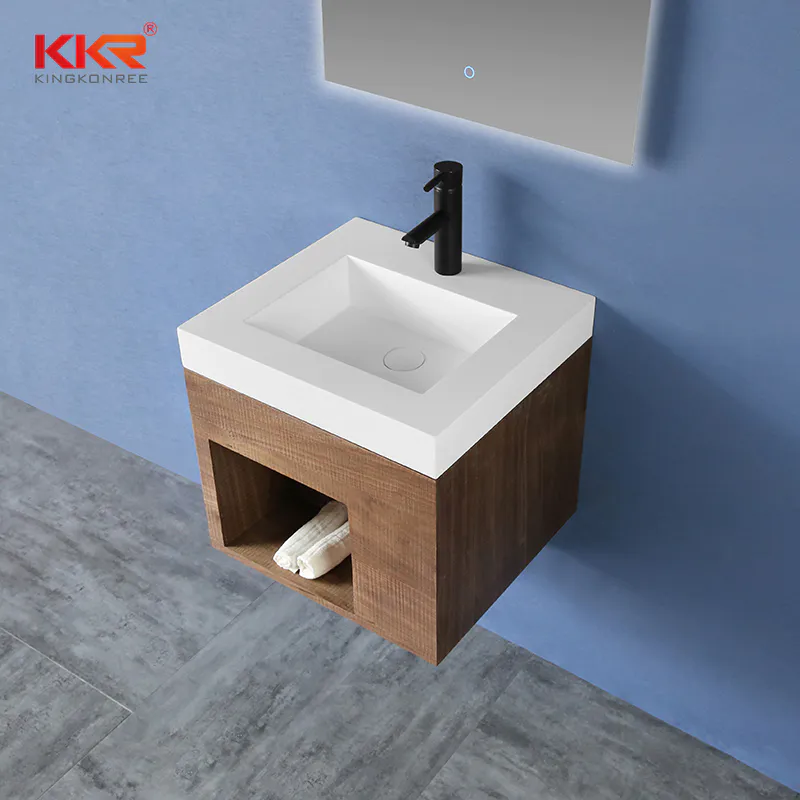 High-end Solid Surface Vanity Wash Basin With Customized Cabinet Set - Cabinet Basin KKR-XM447