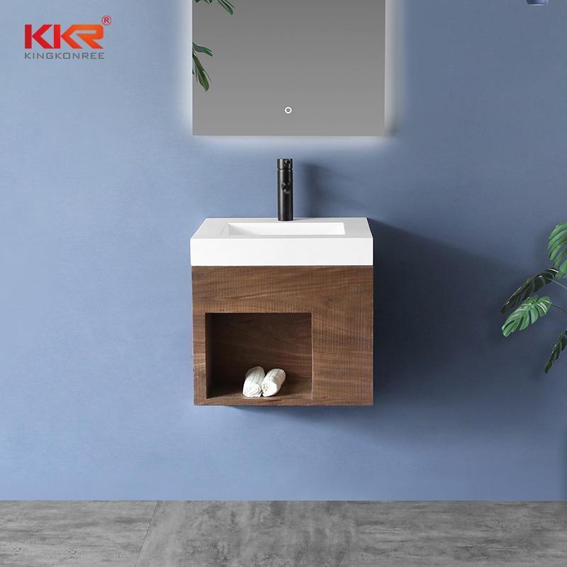 High-end Solid Surface Vanity Wash Basin With Customized Cabinet Set - Cabinet Basin KKR-XM447