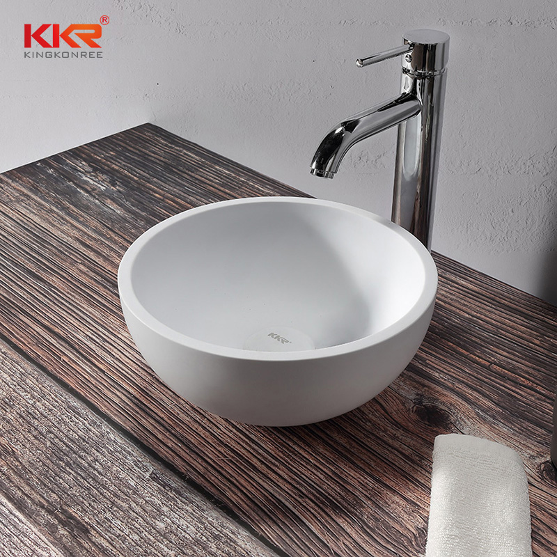 Small Round Solid Surface White Marble Hand Wash Basin