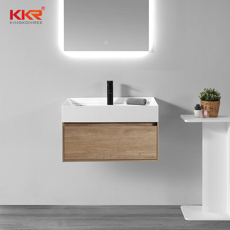 Newly Design Custom Acrylic Solid Surface Bathroom Cabinet Basin KKR-1801