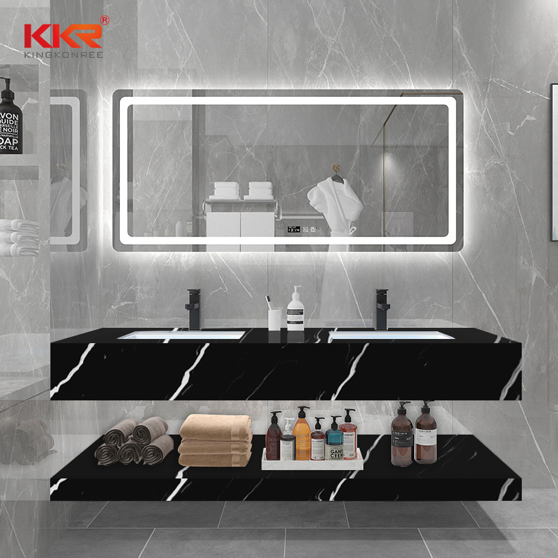 Black & White Texture Marble Pattern Solid Surface Stone Wash Basin KKR-M8832