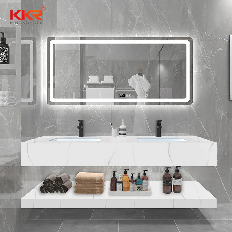 Black & White Texture Marble Pattern Solid Surface Stone Wash Basin KKR-M8832