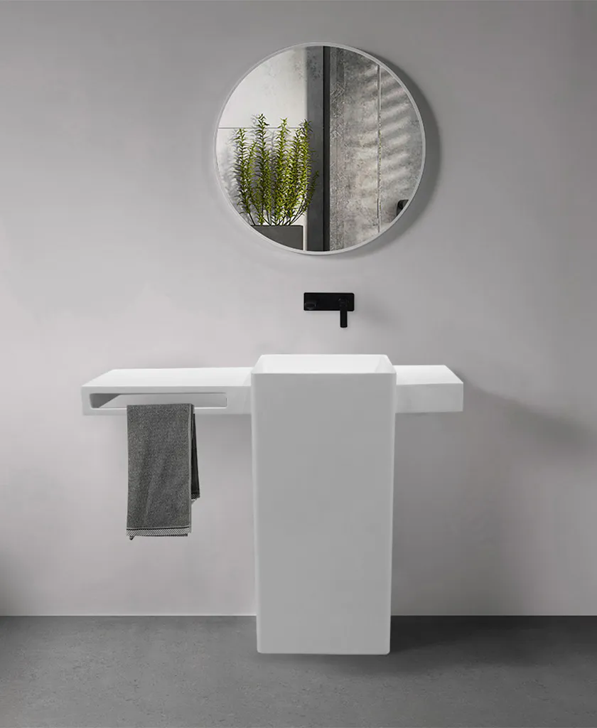 professional freestanding pedestal sink customized for motel