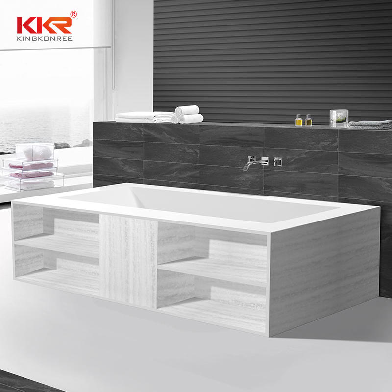 Customized Artificial Marble Solid Surface Freestanding Built-in Bathtub KKR-B069