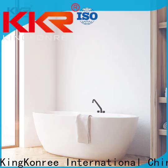 KingKonree white stone freestanding bath custom for family decoration